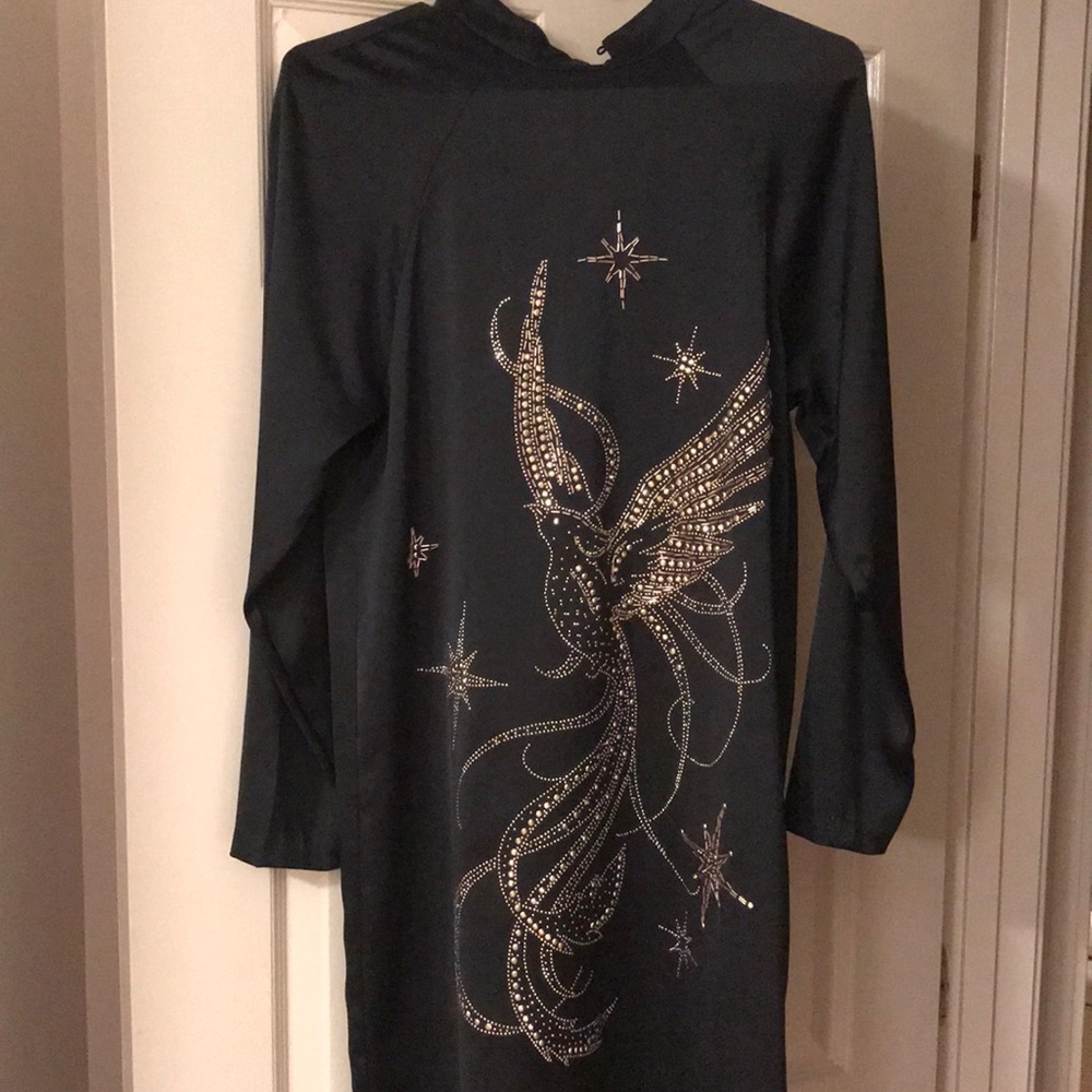 H&M long sleeve black beaded dress